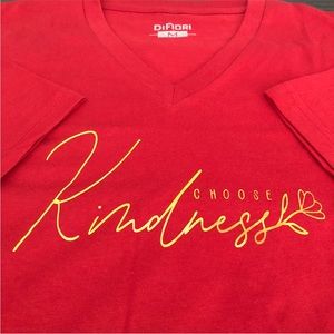 Red v-neck t-shirt